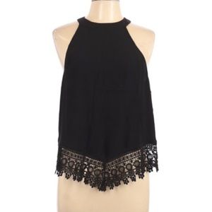 High low lace top with high neck